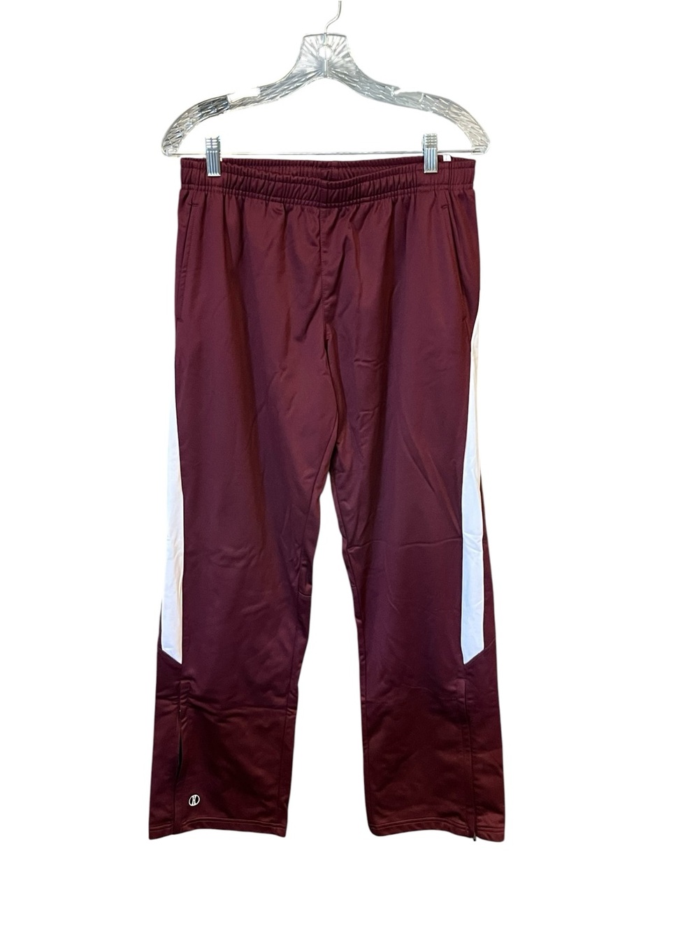 Holloway Women’s Maroon White Warm Up Track Pants Athletic Medium Drawstring
